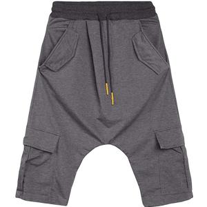 Shorts cargo à entrejambe tombant pour homme, 4 poches, 100% coton peigné, respirant, teint uni vintage, pour l'entraînement et l'été, avec cordon de serrage robuste - Product Image 1