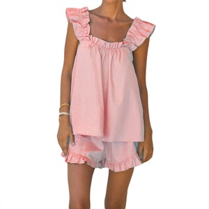 2025 Summer Cotton and <b>Linen</b> Women's Home Wear Vest, tank Top, Pajama, Camisole, Top, Shorts, Two-piece <b>Set</b>, Women's Pajama <b>Set</b> - Product Image 6