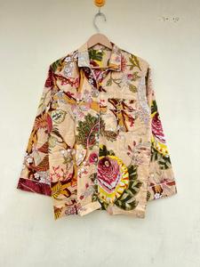 Traje de noche de algodón 100% hecho a mano indio, ropa de dormir informal elegante con estampado Floral para paseos matutinos de primavera, Popelina de verano y otoño - Product Image 5