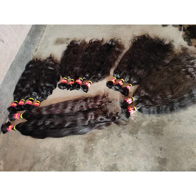 100% Natural Original Raw Indian Human Hair, Customized Style Long Wave Cuticle aligned Virgin Hair weave Bundles