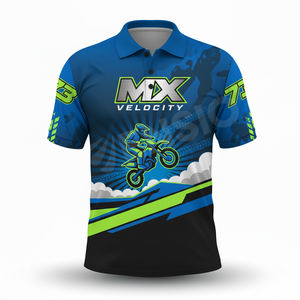 Polos de course personnalisables en polyester à séchage rapide de haute qualité pour hommes vêtements de sport de moto Pit Crew imprimés respirants - Product Image 1