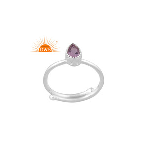 Vente chaude Fine Sterling Silver Naturel Rose Améthyste Gemme Bague Empilable Bijoux Personnalisés Pour Les Femmes Cadeau Pour Elle - Product Image 1