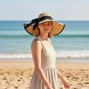 Seabreeze Oversized Floppy <b>Straw</b> <b>Hat</b> Wide Brim Beach Sombrero with Printed Lace Accessory <b>Summer</b> Paper <b>Straw</b> <b>Hat</b> - Product Image 3