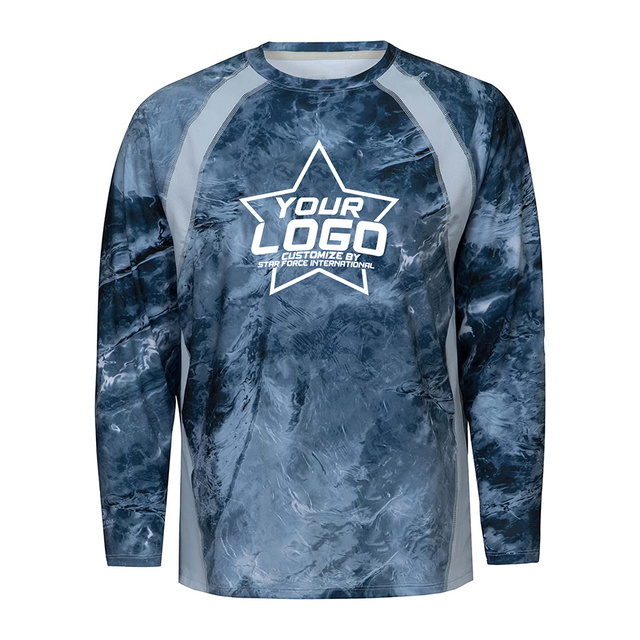 Hot Sale Custom Waterproof Fishing Shirts Long Sleeve Sublimation Blank Anti-UV UPF 50 Quick Dry Breathable Men's Fishing Wear