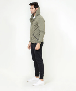 เสื้อมีฮู้ดสำหรับผู้ชายผ้าฝ้ายฝรั่งเศสเทอร์รี่คุณภาพสูงดีไซน์ซิปรูดแนววินเทจ - Product Image 3