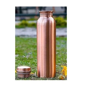 Bouteille en cuivre pur pour jus de citron et boissons, autocollant en émail imprimé, design classique, bouteille en cuivre avec verre en cuivre - Product Image 2
