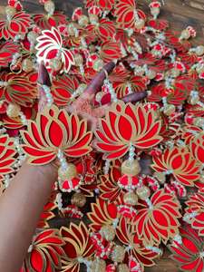 MDF Lotus con cuentas para colgar en la pared telón de fondo de boda inauguración de la casa y decoración del templo perfecto para fiestas en casa decoraciones de Henna - Product Image 2