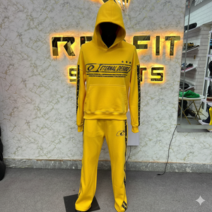 Conjunto Deportivo con Capucha Amarillo Eternal Desire para Hombre, Ropa Urbana de Manga Larga, Sudadera y Pantalones para Otoño, Transpirable, Corte Regular - Product Image 1
