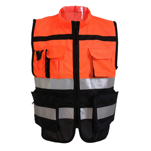 High Visibility Reflective Safety Vest Two Tone Workwear with <b>Stand</b> Collar Multifunction Pockets and Zipper - Product Image 5