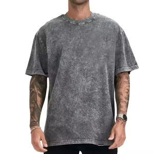 Nouveaux T-shirts Oversize 100% Coton Effet Vintage 2026 pour Hommes – Personnalisation Logo, Délavé à l'Acide, Vêtements Décontractés Personnalisés pour Hommes - Product Image 1