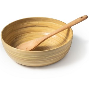 Natural <b>Bamboo</b> <b>Bowl</b> 30cm - Large <b>Bamboo</b> Salad <b>Bowl</b> - <b>Bamboo</b> Kitchenware Large Sized & Versatile - Product Image 3