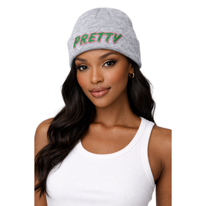 Gorro de Punto Gris 08 para Mujer, Ropa de Hermandad Griega, Estilo Universitario Rosa y Verde, Elegante Ropa Griega - Product Image 5