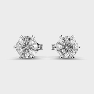 IGI Certified Lab Grown Round Brilliant Cut Diamond Stud <b>Earrings</b> <b>Solid</b> 925 Sterling <b>Silver</b> Solitaire Diamond Stud <b>Earrings</b> - Product Image 1