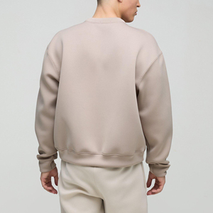 Hecho a medida de manga larga de algodón orgánico mezclado en blanco de Color sólido hombro caído cuello redondo estilo Hip Hop sudaderas para hombres - Product Image 6