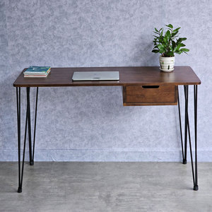 120x50cm Rubber Wood <b>Computer</b> <b>Desk</b> with Drawers Iron Legs Hairpin SPD68211 - Product Image 3