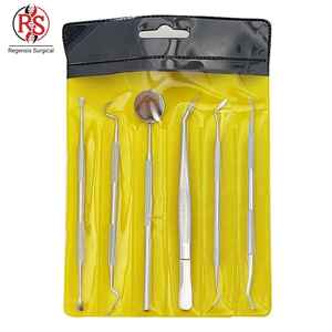 Dental Examination Kit Instrument Kit With Mouth <b>Mirror</b> Tweezer 4 Probe Stainless Steel - Product Image 1