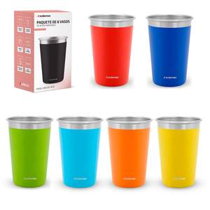 Ensemble de 6 tasses en acier inoxydable écologiques (470 ml) - Vaisselle durable - Product Image 1