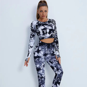 Conjunto de yoga ligero sólido de cintura alta para mujer al por mayor, ropa deportiva personalizada para gimnasio y fitness, entrenamiento de secado rápido, transpirable de talla grande - Product Image 4