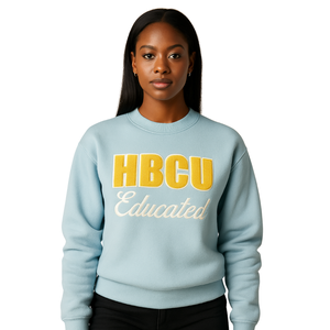 HBCU Educated Baby Blue Raglan Sleeves Sweatshirt Chenille Embroidery Greek Sorority Divine Nine Collegiate Pride Custom Sweater - Product Image 1