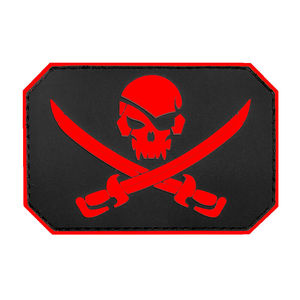 Patch en caoutchouc PVC Jolly Roger, crâne de pirate, os croisés, 3D en relief, écologique, cœur, fleur, noir, blanc, badge de moral pour vestes - Product Image 4
