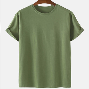 T-shirts pour hommes en coton 100% de haute qualité, style décontracté, tricotés, manches courtes, col rond, couleur unie - Product Image 1