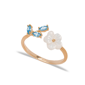 Dainty Aquamarine Stone Flower <b>Adjustable</b> Women <b>Ring</b> Turkish Wholesale Handmade 925 <b>Sterling</b> <b>Silver</b> Jewelry - Product Image 6