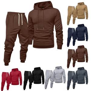 Sudadera con capucha y pantalones para correr de color sólido de otoño e invierno para hombre, conjunto de dos piezas, ropa deportiva informal de moda para exteriores, chándal para hombre - Product Image 4