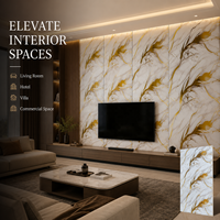 Panneau mural décoratif en PVC brillant effet marbre UV artistique or blanc MORLENX pour villas et hôtels de luxe
