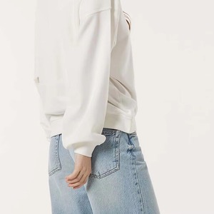 Venta al por mayor de sudadera de cuello redondo para mujer con logotipo personalizado Nueva sudadera de algodón liso con decoración bordada Diseño forrado - Product Image 6