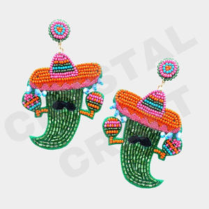 Boucles d'oreilles perlées de grêle d'état vintage pour femmes tissu de couleur orange blanc bleu patriotique pour mariage ou jour commémoratif - Product Image 6