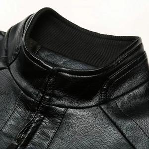 Chaqueta de cuero ajustada para hombre 2025, ropa de moda para motocicleta, abrigo de cuero con Clip y cuello levantado, estilo informal - Product Image 4