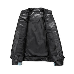 OEM/ODM chaqueta de bombardero de estilo de bicicleta retro unisex con cremallera logotipo personalizado chaqueta de cuero Negro estilo de calle de moda para el invierno - Product Image 5