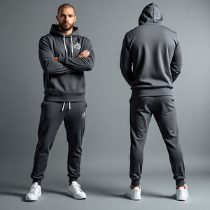 ชุดวอร์มมีฮู้ด & กางเกงขาตรงสำหรับผู้ชาย480ตามสั่งชุดวอร์มมีฮู้ดชุดสองชิ้นกางเกงยางยืดกางเกงทรงถุงทรงตรงคาร์โก้ออกแบบได้ตามต้องการ - Product Image 5