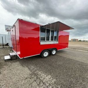 Remorque mobile de service alimentaire à 4 roues en acier inoxydable pour la vente de restauration rapide, café et hot-dogs - Utilisation en extérieur/intérieur - À vendre - Product Image 1