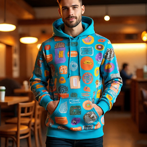 Sweats à capuche pour hommes 100% coton 500gsm Sublimation Pullover Hoodies Streetwear Jogging Hoodie imprimé pour hommes - Product Image 1