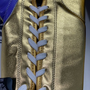 Gants de boxe en cuir véritable à lacets pour l'entraînement, bleu doré, respirants et anti-UV, vente en gros de gants de boxe sportifs - Product Image 3