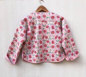 Chaquetas acolchadas florales naranjas, chaqueta de algodón con estampado floral estilo bohemio para otoño e invierno, abrigo estilo streetwear, chaqueta acolchada reversible estilo boho. - Product Image 3