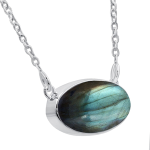 Collier pendentif en labradorite naturelle le plus vendu, argent sterling 925, ovale 8x16mm, fait main, bijoux délicats et minimalistes, cadeau pour femme - Product Image 5
