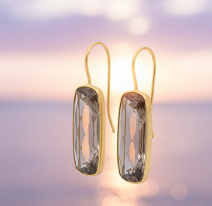 Pendientes de Plata de Ley 925 Chapados en Oro de 18K de Alta Calidad, Cuarzo Ahumado, 12×25mm, Octágono, 5 Pulgadas, 12g, para Fiestas - Product Image 4