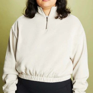 Sweat-shirt neutre à col cheminée et fermeture éclair pour femme - Pull confortable et élégant à demi-zip avec col cheminée, idéal pour un usage décontracté - Product Image 5