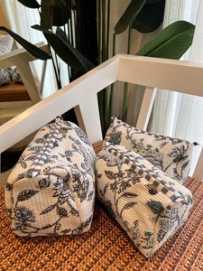 Premium Handcrafted Quilted Cotton Beauty/Travel Organizer Case Vintage Design Large <b>Zipper</b> Waterproof Durable Makeup <b>Storage</b> - Product Image 2