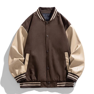 2026 Custom Baseball Letterman Varsity <b>Jacket</b> High Quality Leather Sleeves With custom embroidery <b>patches</b> Single Button - Product Image 2