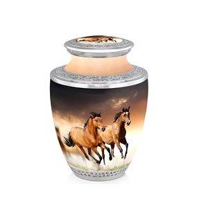 Durable Quality Wholesale 100% Aluminum Racing Horse Adult Cremation Urns American Style Custom Logo AAA International for Bulk - Product Image 1