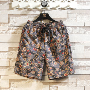 Pantalones cortos de algodón con estampado de playa y cordón de verano para hombre - Product Image 4