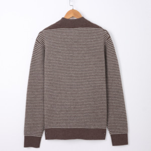 Suéteres de mezcla de lana yak Merino personalizados Suéteres de rayas de punto de tela de invierno para hombre - Product Image 5