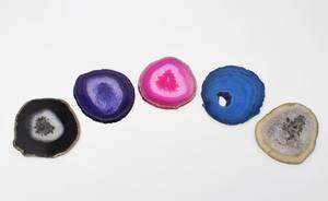 Nouveauté Grande Géode Cristal Pierre Agate Tranche Dessous De Verre Multi-Couleurs pour La Décoration De La Maison Feng Shui Sculpté Pierre Précieuse Gravure - Product Image 6