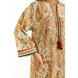 Ensemble Coordonné Bohème Imprimé Cross Slub IPST-55017 XS/XS – Hauts à Manches Trois-Quarts et Shorts pour Tenues Printemps/Été - Product Image 2