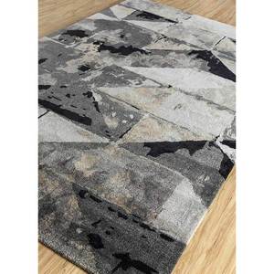 พรมขนสัตว์และวิสโคสทอมือลายเรขาคณิตสีเทาและดำ รุ่น Genesis สำหรับใช้ในบ้าน-Taq-4310 (Md) - Product Image 2