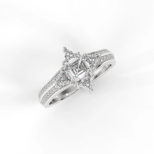 Cut Lab Created Women's Centre Stone Geometric Minimalist Sterling Silver 18K White Rose Gold Plating Diamond Frame <b>Ring</b> - Product Image 4