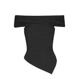 Sexy men's One-Shoulder Cropped Fitness T-Shirt - Stretchy Bodycon <b>Low</b> <b>Back</b> Summer <b>Top</b> - Product Image 4